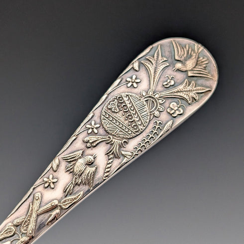 1870s British Antique Silver Plated Butter Knife Pair in Case